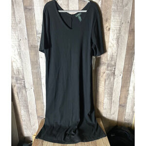 Lauren Ralph Lauren Black V-Neck Long Dress NWT